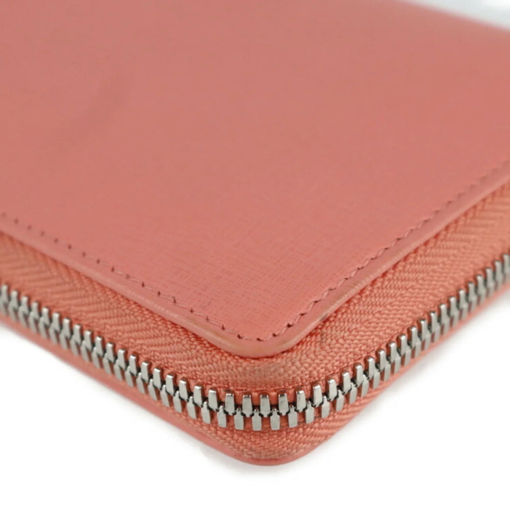 Pre-Owned BALENCIAGA Balenciaga essential long wallet 519641 leather salmon pink round zipper (Good)