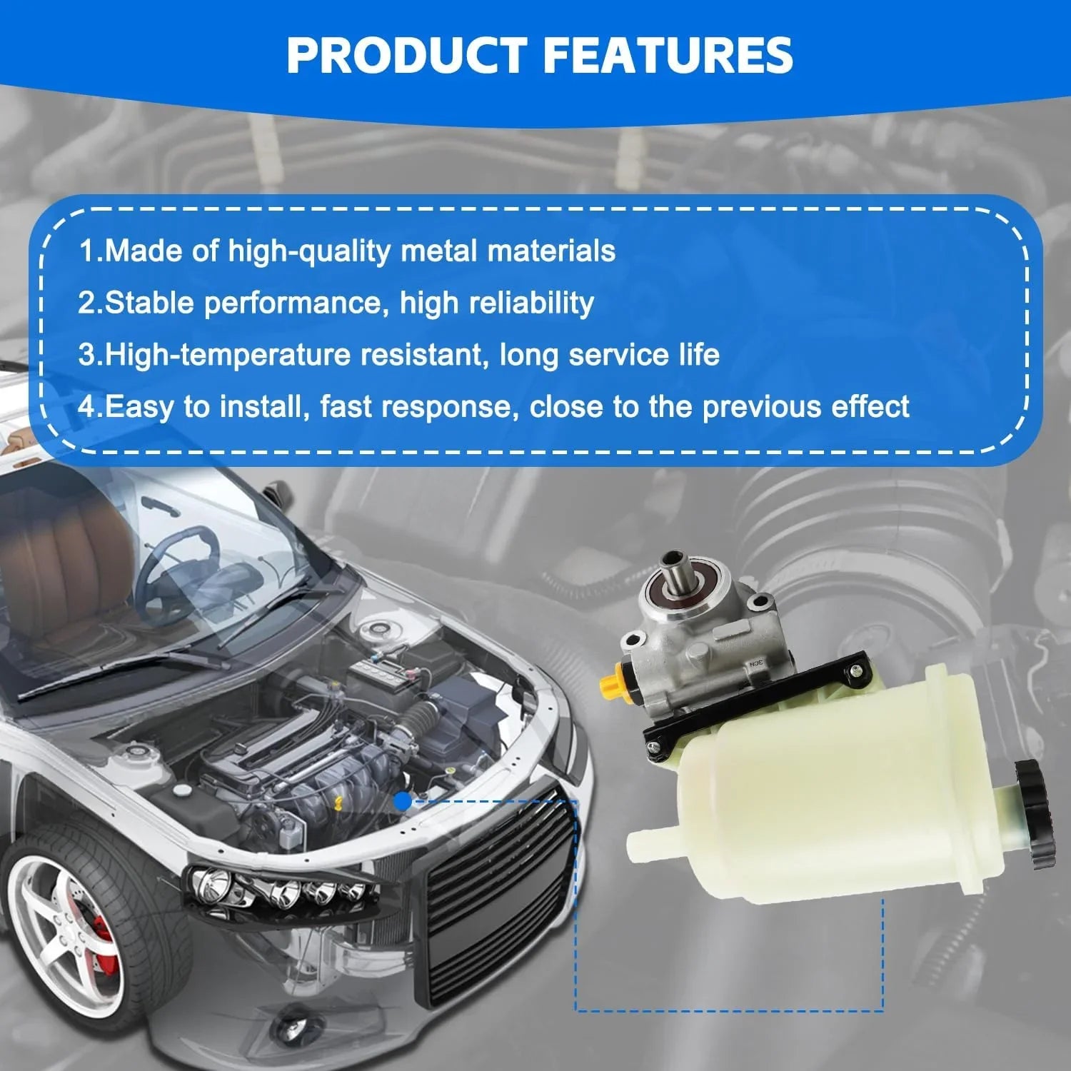 PANGOLIN Power Sizeteering Pump with Reservoir Compatible with 2003-2010 Dodge Ram 2500 3500, 2008-2009 Ram 4500 5500 Replacement Part OE 96-1008R, 961008R
