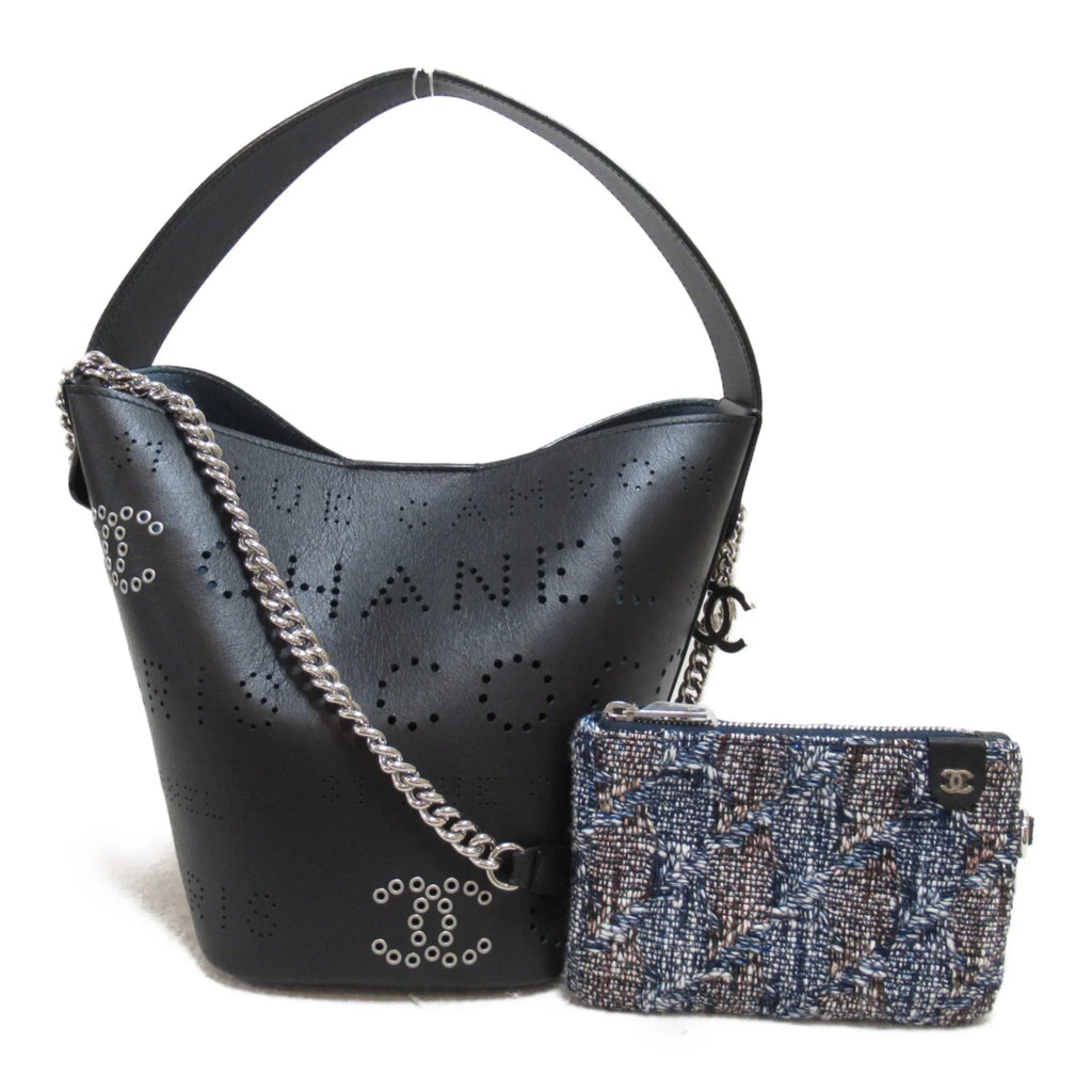 Pre-Owned CHANEL 2waySizehoulder Bag Black Lambskin (sheep leather) (Good)