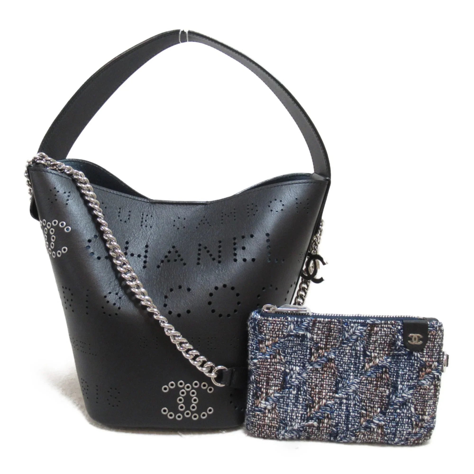 Pre-Owned CHANEL 2waySizehoulder Bag Black Lambskin (sheep leather) (Good)