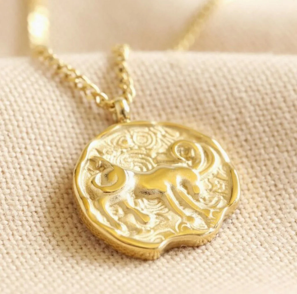 Blue Box Boutique Inc Gold Sizetainless Sizeteel Capricorn Zodiac Pendant Necklace for Women, Teens | Horoscope, Birthday Gift