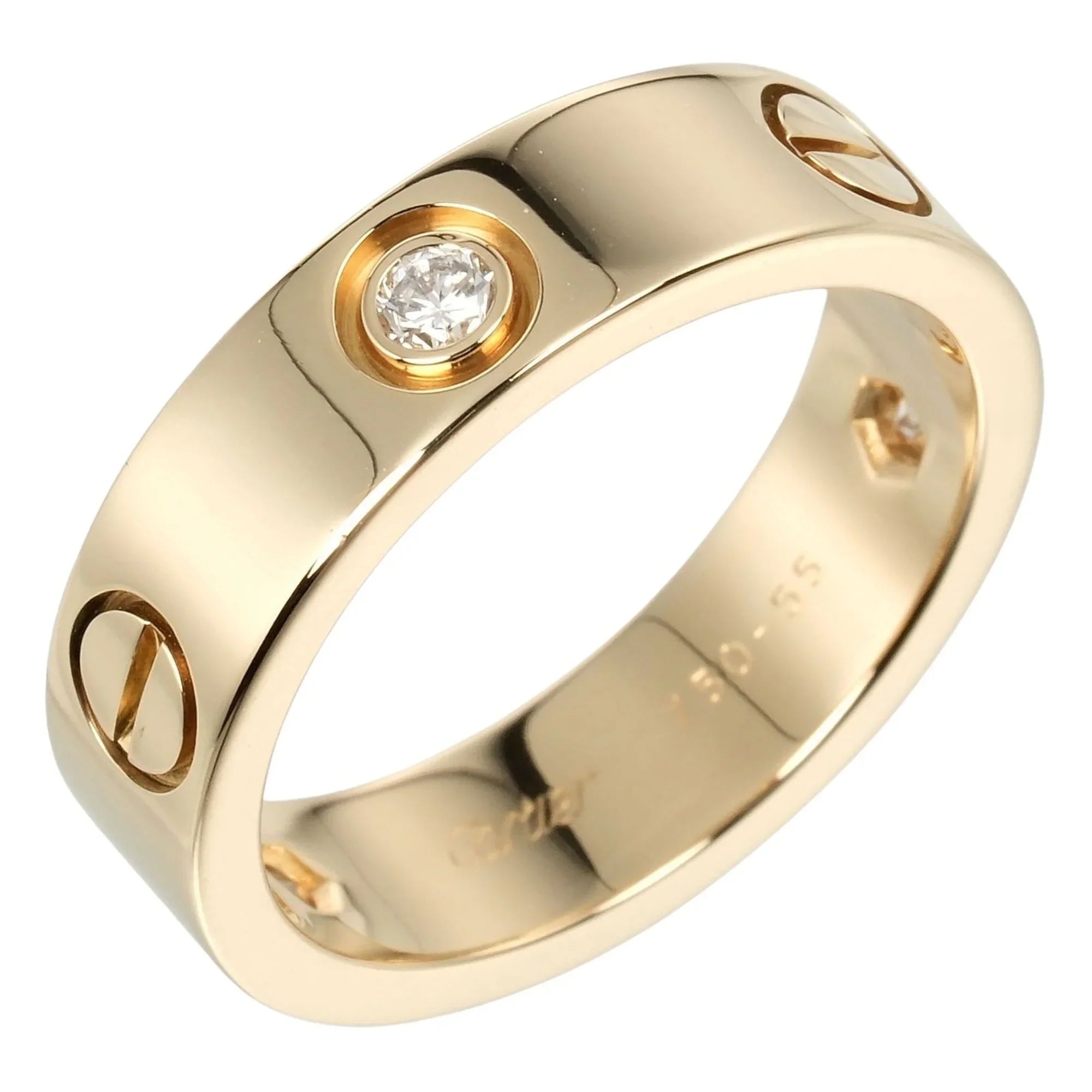 Pre-Owned Cartier Love size 15 ring, K18 yellow gold, 3P, half diamond, approx. 8.67g, I132124019 (Good)