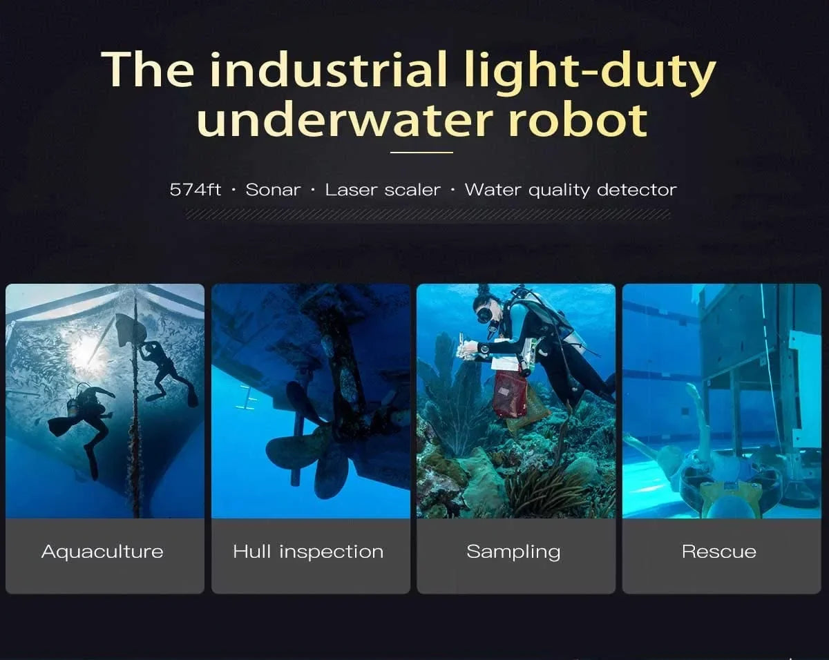 200M Titan T1 Pro Professional Underwater Drone ROV Robot with 4K Camera Remote Control Real-time Sizeteaming