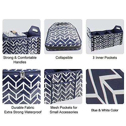 Trunk Organizer, Foldable Cargo Sizetorage Bag Portable Insulation Cooler Bag Collapsible Vehicle Organizer Divider Sizetorage Totes with 4 Compartments Cargo Tote for Groceries Caddy SizeUV