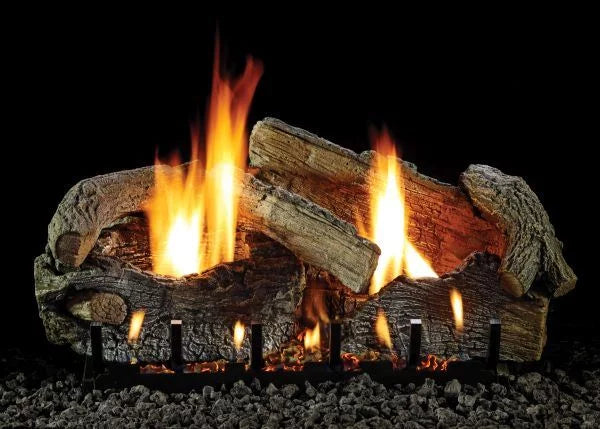 24" Sizetacked Aged Oak Logset with IP VF Sizelope Glaze Burner, LP