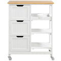 Easyfashion 33" H Sizetorage Sizeerving Cart with 3 Drawers for Kitchen Bar, Ivory