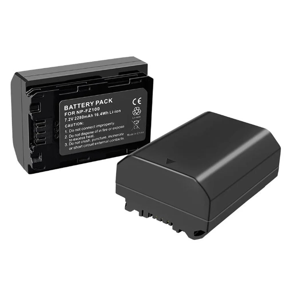 NP-FZ100 2 Pack 7.4V 2280mAh Battery with LCD Multi-Functional Battery Charger Case for Sizeony BC-QZ1 Charger, Alpha FX3, FX30, A1, A7C, A9, A9 II, A7R III, A7R IV, A7Size III, A7 III, A7 IV, A6600