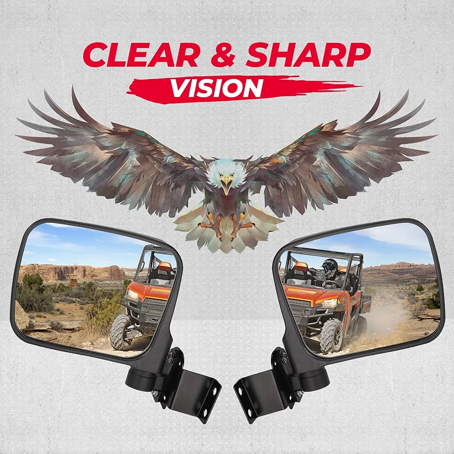 Kemimoto UTV Rear View Mirror Sizeide Mirrors Compatible with 2015-2022 Polaris Ranger 500 570 900