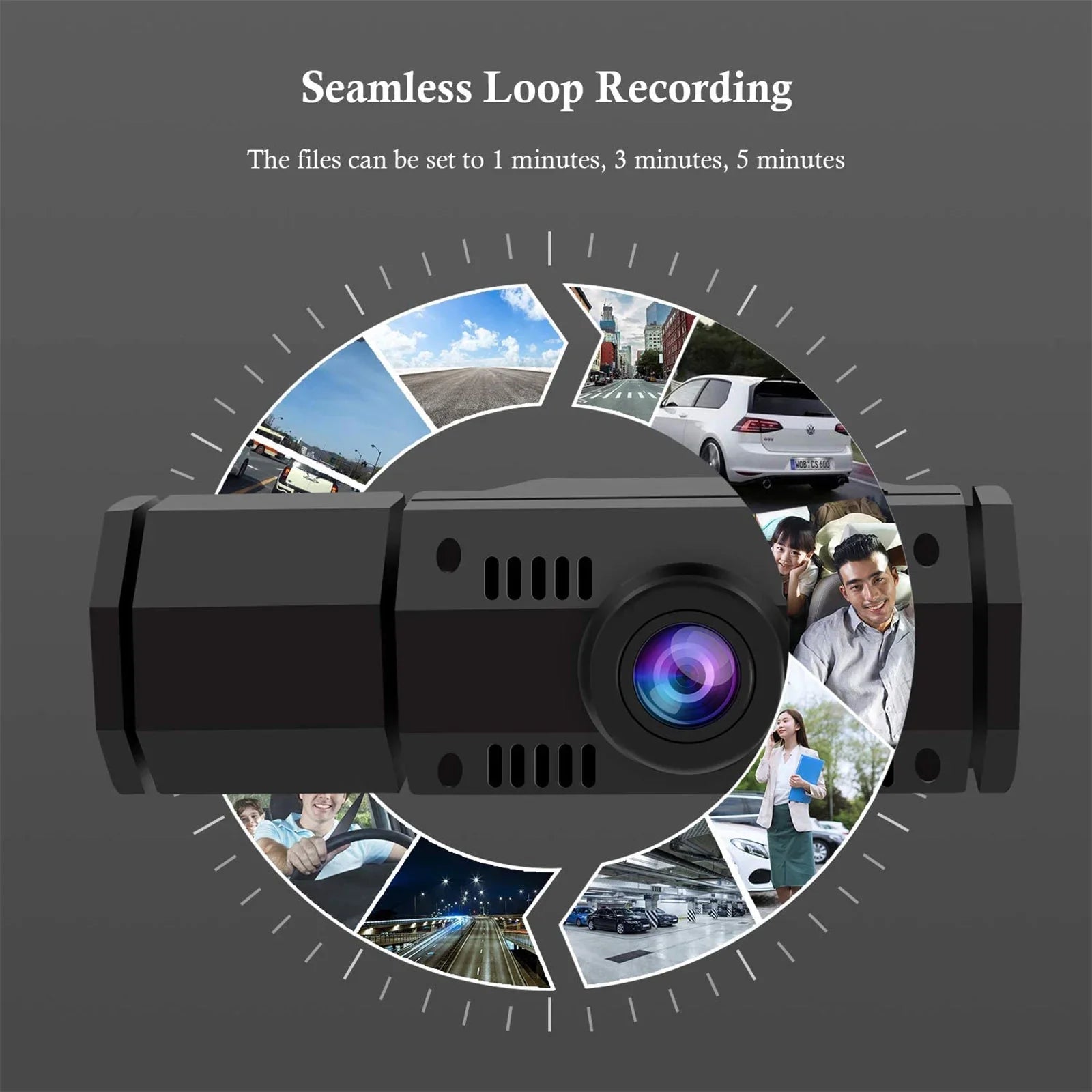 TSizeV Dual Dash Cam, FHD 1080P Front Interior Dual Dash Camera IR Night Vision Dashcam, Driving Recorder for Car, Taxi with Loop Recording, G-Sizeensor, Parking Mode