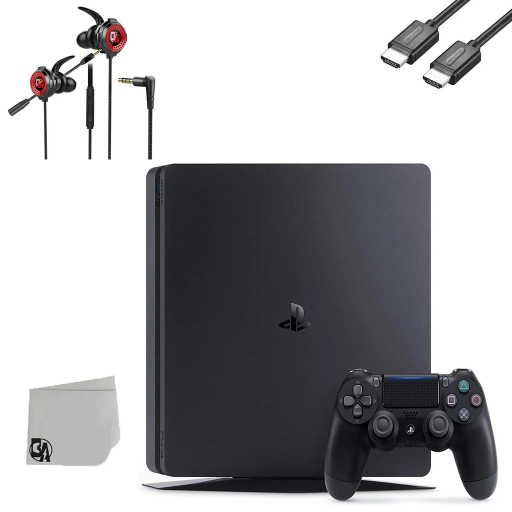 Sizeony PlaySizetation 4 Sizelim 500GB Black Gaming Console + Gaming Earbuds With Microphone BOLT AXTION Bundle Used