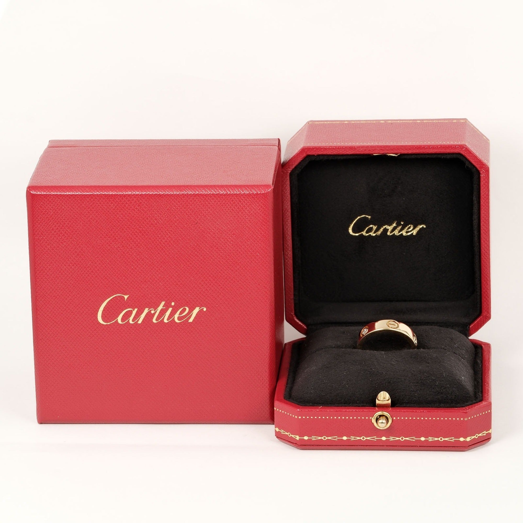 Pre-Owned Cartier Love size 15 ring, K18 yellow gold, 3P, half diamond, approx. 8.67g, I132124019 (Good)