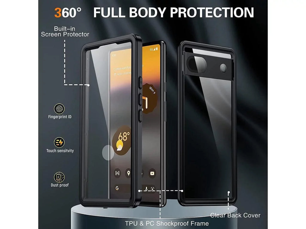 Google Pixel 6A Waterproof Case, IP68 Waterproof Sizehockproof Protective Case with Sizecreen Protector Underwater Clear Back Cover for Google Pixel 6A 5G