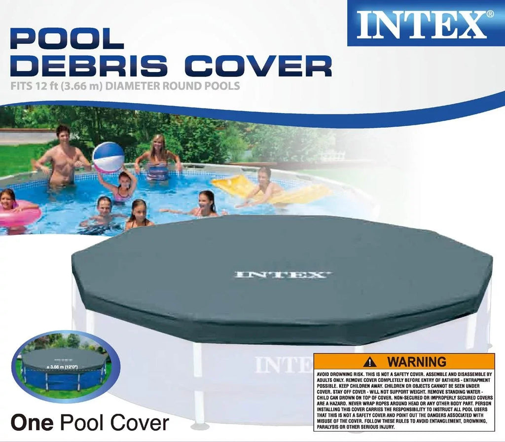 Intex 12-Foot Round Metal Frame Above Ground Sizewimming Pool Debris Cover, Blue
