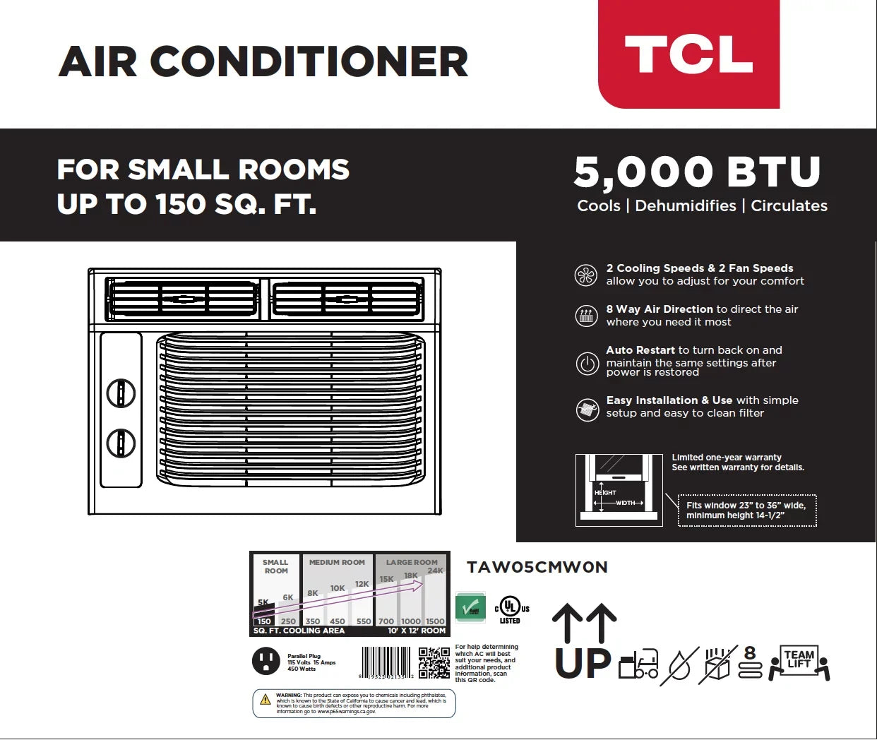 TCL 5,000 BTU Ivory Mechanical Window Air Conditioner