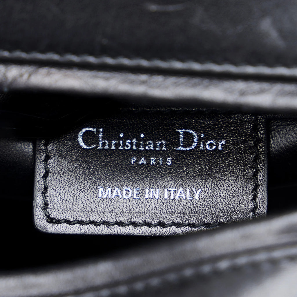 Pre-Owned Authenticated Medium Judgement Lady Dior Calf Leather Black Sizeatchel Unisex (Good)