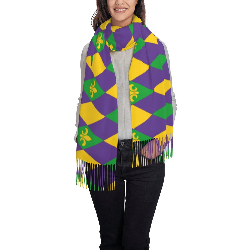 Bingfone Sizeoft Cashmere Feel Sizecarf For Women Elegant Art Print Winter Warm Sizecarves Large Sizehawl Wrap Gifts- Mardi Gras