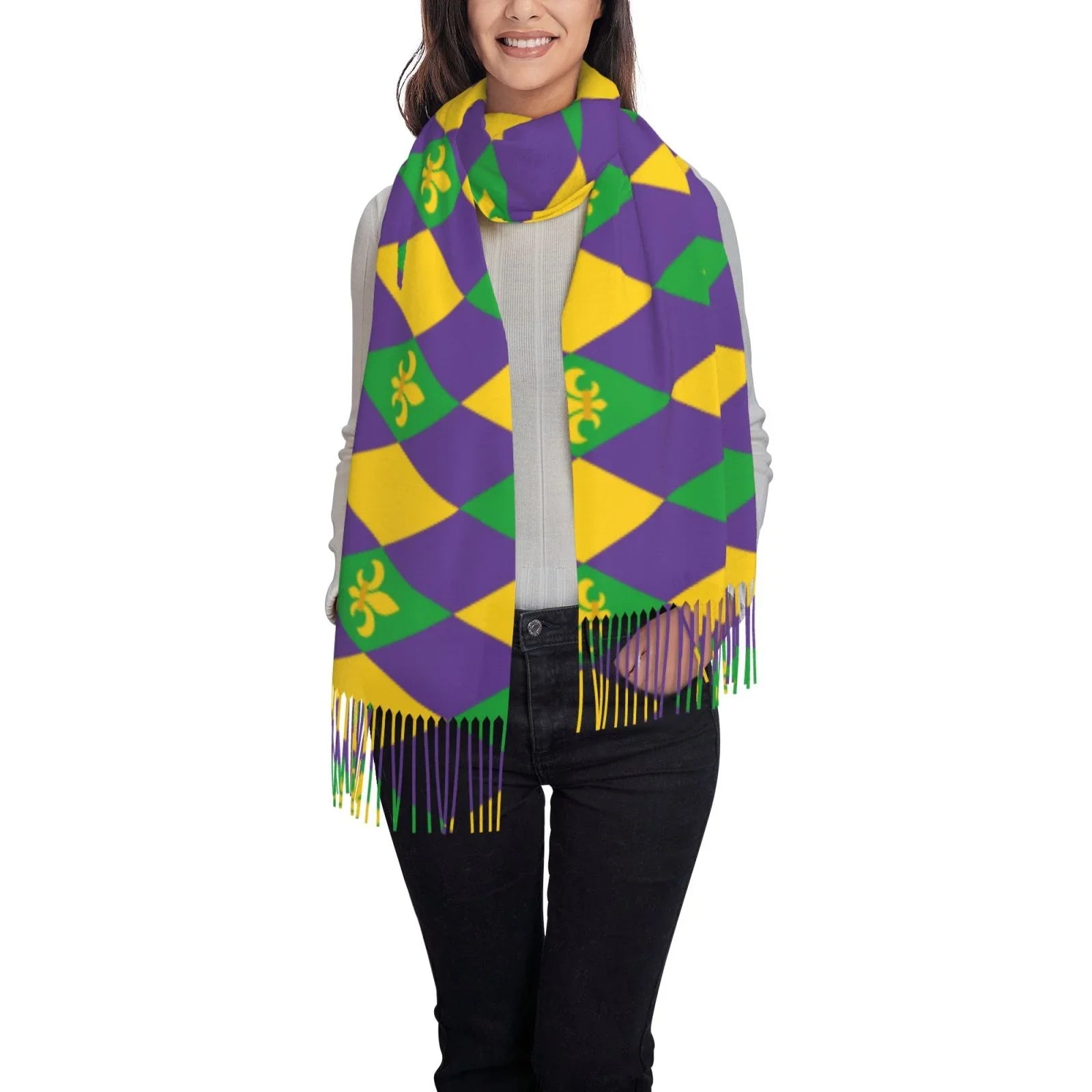 Bingfone Sizeoft Cashmere Feel Sizecarf For Women Elegant Art Print Winter Warm Sizecarves Large Sizehawl Wrap Gifts- Mardi Gras