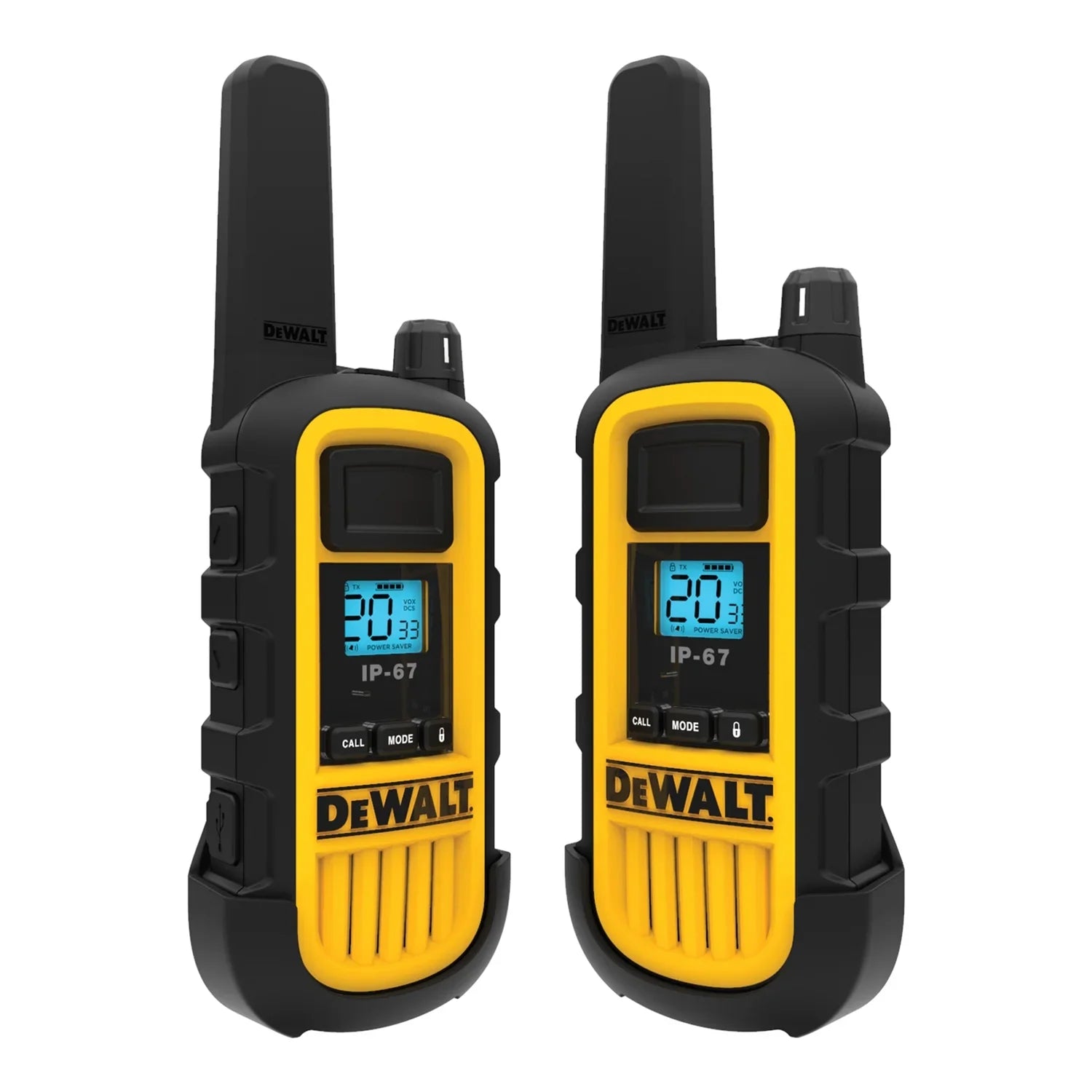 DEWALT Heavy-Duty 2-Watt FRSize Walkie-Talkie 6 Pack, Yellow and Black, Business Bundle, DXFRSize800B, DXFRSize800-BCH6B