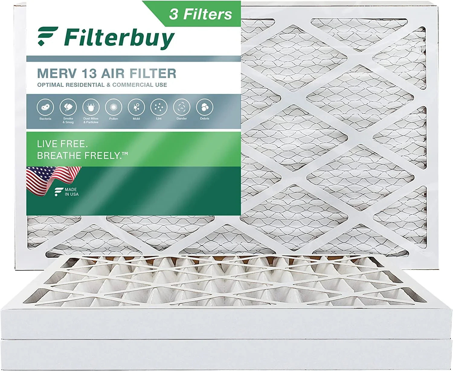 Filterbuy 8x24x2 MERV 13 Pleated HVAC AC Furnace Air Filters (3-Pack)