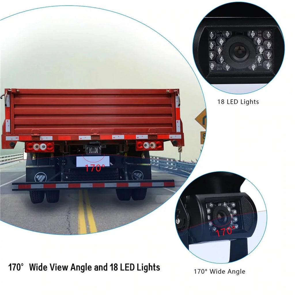 12V/24V parking system 7inch TFT LCD Car Monitor IR with 18 LED camera for Bus RV Car Van Truck reverse Night Vision+32 feet cable