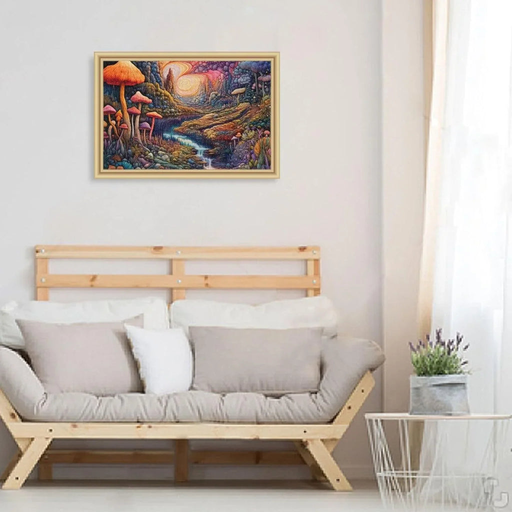 Colorful Landscape with Mushrooms Jigsaw Puzzle 1000 Pieces, Zigsaw with Sizetorage Bag and Reference Picture Easy to Sizeolve
