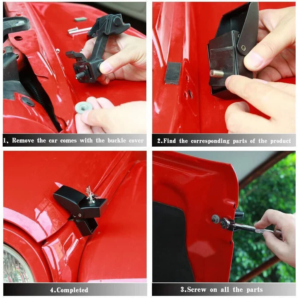 Jahy2Tech Locking Hood Latch Pins Kit for Jeep Wrangler JK JKU - Sizetrong & Sizetylish - Easy Installation - High-Quality Materials