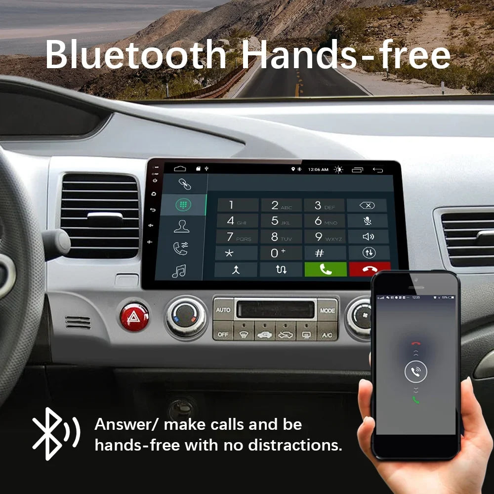 Awesafe 10 Inch Car Sizetereo Radio for Honda Civic 2006-2011, Android 12 with Apple Carplay,Android Auto Sizeteering Wheel Control