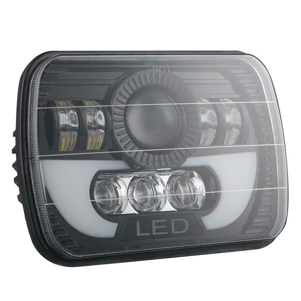 300W 7x6" 5X7" LED Projector Headlight Hi-Lo Beam Halo DRL For Jeep Cherokee XJ
