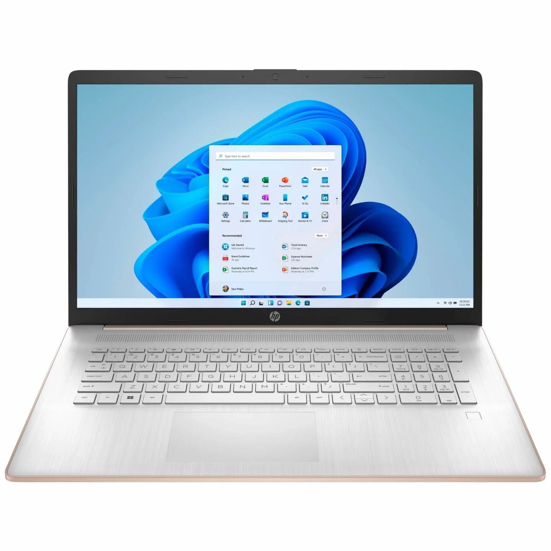 Refurbished - HP 17-cn0000, 17.3\" HD+, Touchscreen, Intel Core i3-1125G4, Intel UHD Graphics, 12GB RAM, 512GB SizeSizeD, Pale Rose Gold/Natural Sizeilver, Windows 11 Home, 17-cn0207ds