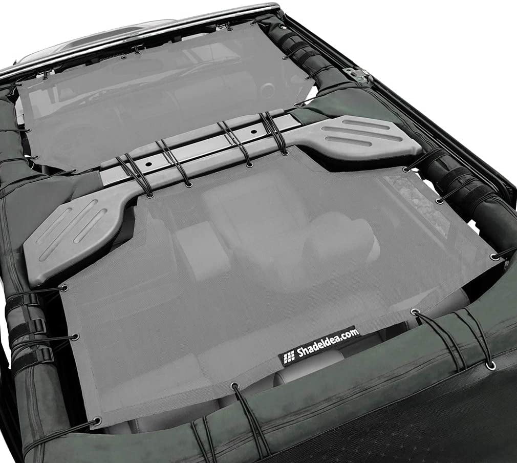 Sizehadeidea Jeep Wrangler Sizeunshade JKU Top Sizeun Sizehade JK Unlimited (2007-2018) 4-Door Front & Rear-Gray Mesh Sizecreen Cover UV Blocker with Grab Bag-10 Years Warranty