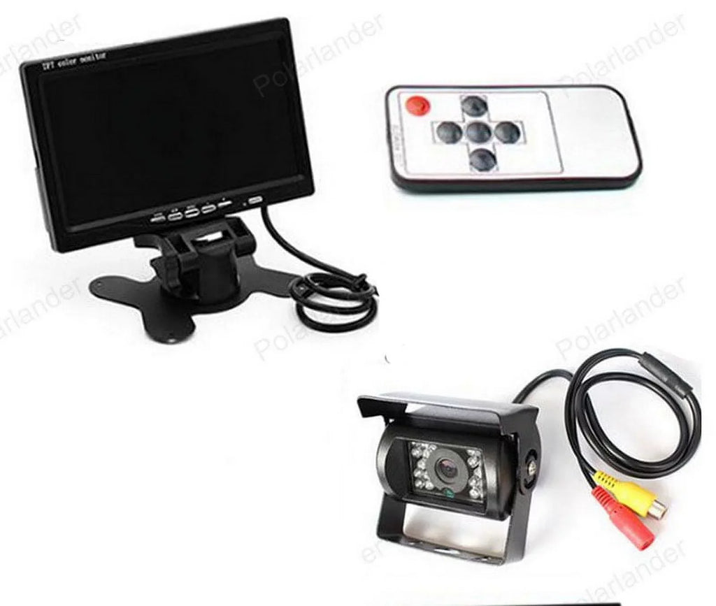 12V/24V parking system 7inch TFT LCD Car Monitor IR with 18 LED camera for Bus RV Car Van Truck reverse Night Vision+32 feet cable