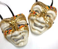 Colorful Ivory Full Face Comedy & Tragedy Venetian Masks Masquerade Wall Hanging