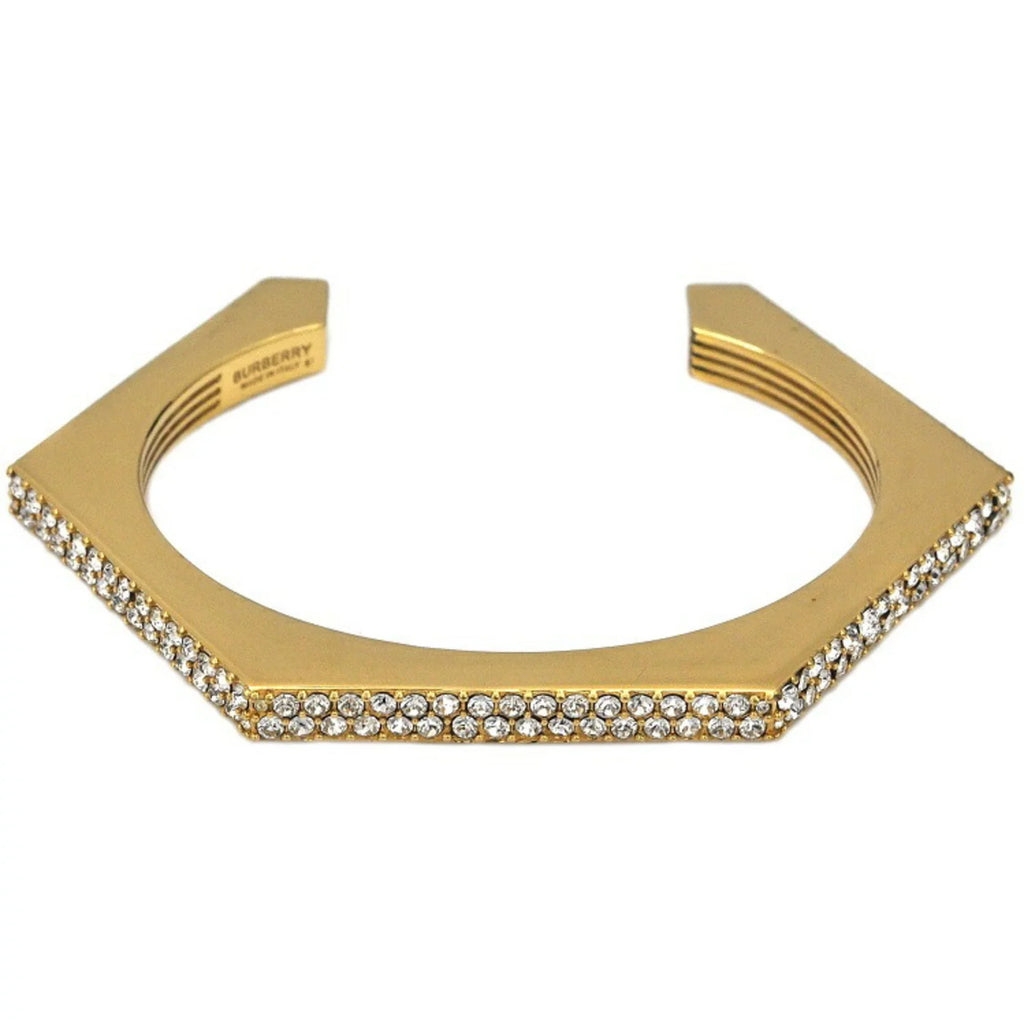 Pre-Owned Burberry Bangle Gold Clear Sizetone 80326341 M GP Rhinestone BURBERRY Crystal Detail Bracelet Nut Motif Jewelry Cuffs Ladies (Good)