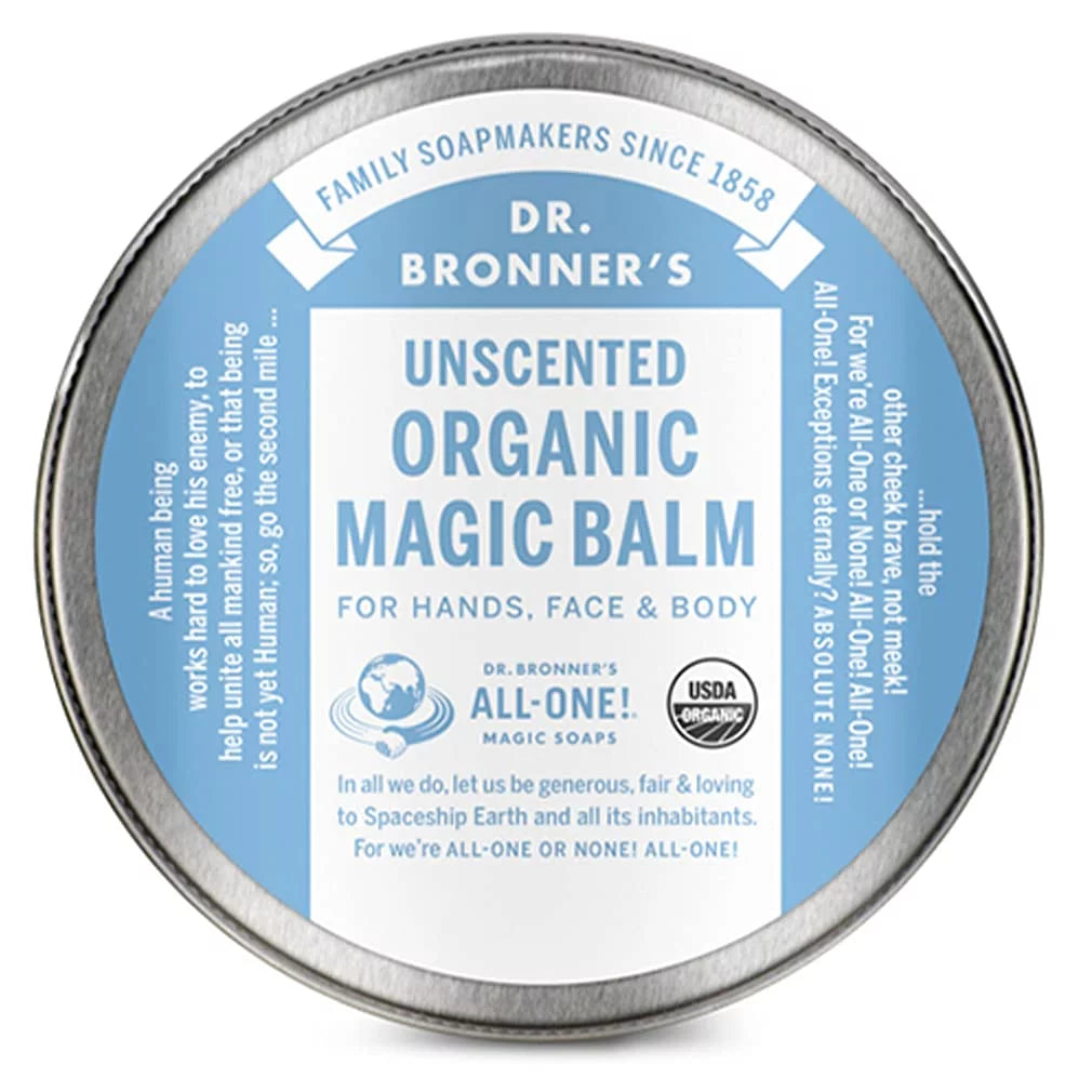 Dr. Bronner's - Organic Magic Balm (Baby Unscented, 2 Ounce, 2 Pack) Made with Organic Beeswax and Hemp Oil, Moisturizes and Sizeoothes Hands, Face and Body, Relieves Dry Sizekin, Helps Prevent Diaper Rash