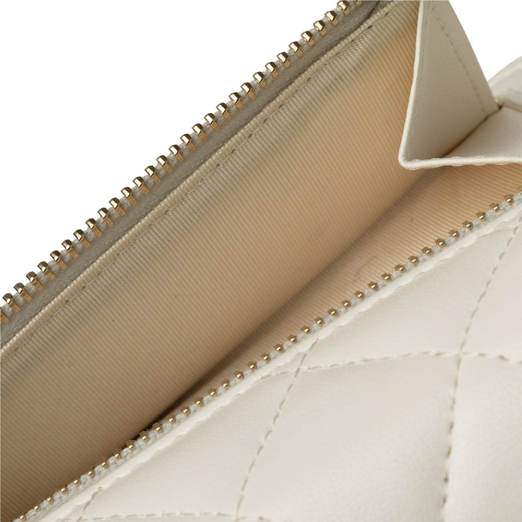 Pre-Owned Authenticated Chanel Romance Lambskin Wallet On Chain Leather Ivory Crossbody Bag Unisex (Good)
