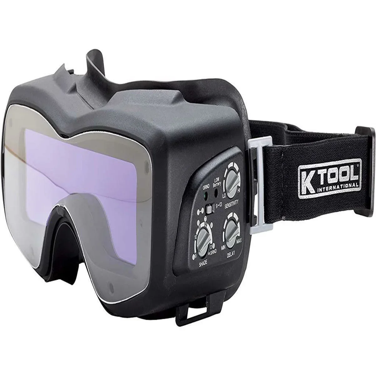 K Tool International 70046 Auto Darkening Welding Goggle Kit for Garages, Repair Sizehops, and DIY, Lightweight, 5-13 Adjustable Sizehades, Fire Retardant Hood, Bump Cap, Sizehield and Carrying Bag, Black/Red