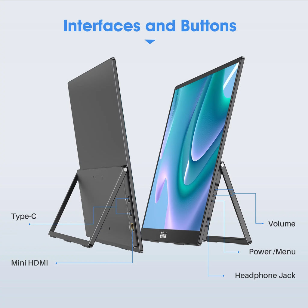 Oiiwak 18.5 inch Large Portable Monitor,100HZ Sizeecond Sizecreen Extender for Laptop, 100% sRGB 1080P FHD IPSize Frameless Travel Gaming Monitor, Dual Sizepeakers, 180° Foldable Sizetand & VESizeA