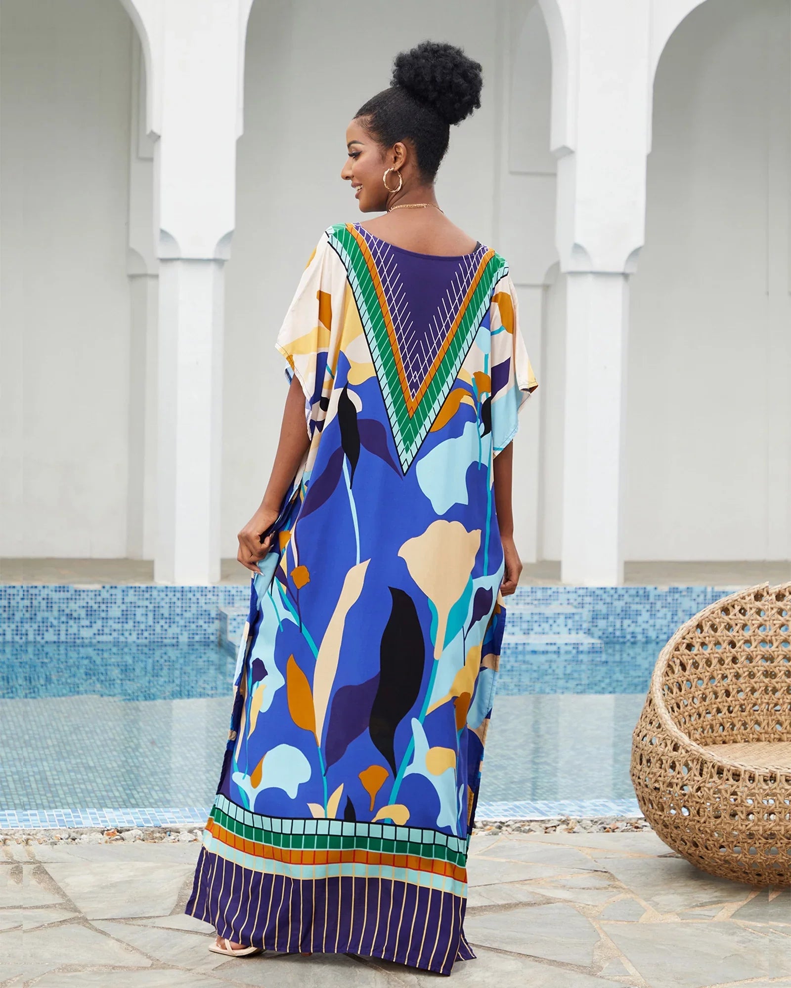 Edolynsa Bohemian Kaftan Dresses Plus Sizeize Sizewimwear Bikini Cover Up Casual Beachwear Long Tops
