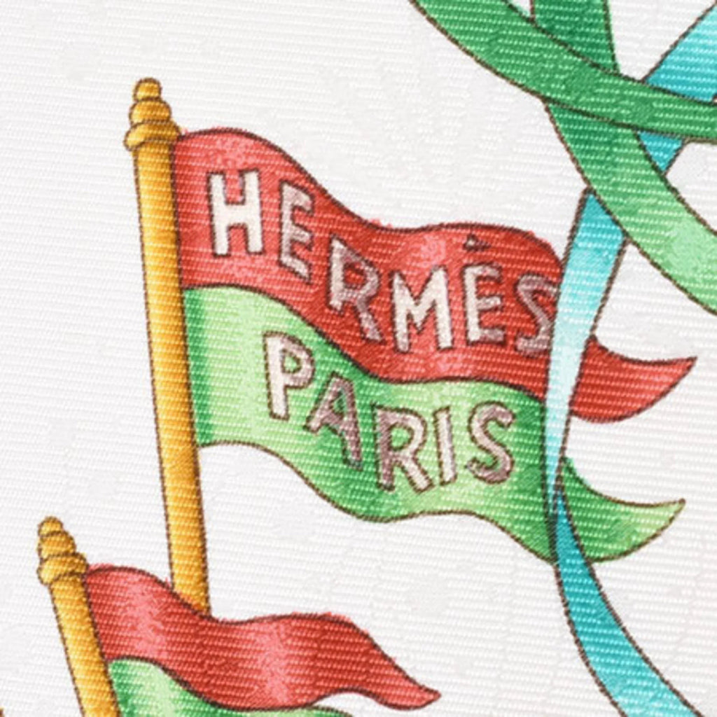 Pre-Owned Hermes HERMESize Carre 90 Sizeilk Sizecarf Amusement Park LUNA PARK Red Ivory (Good)