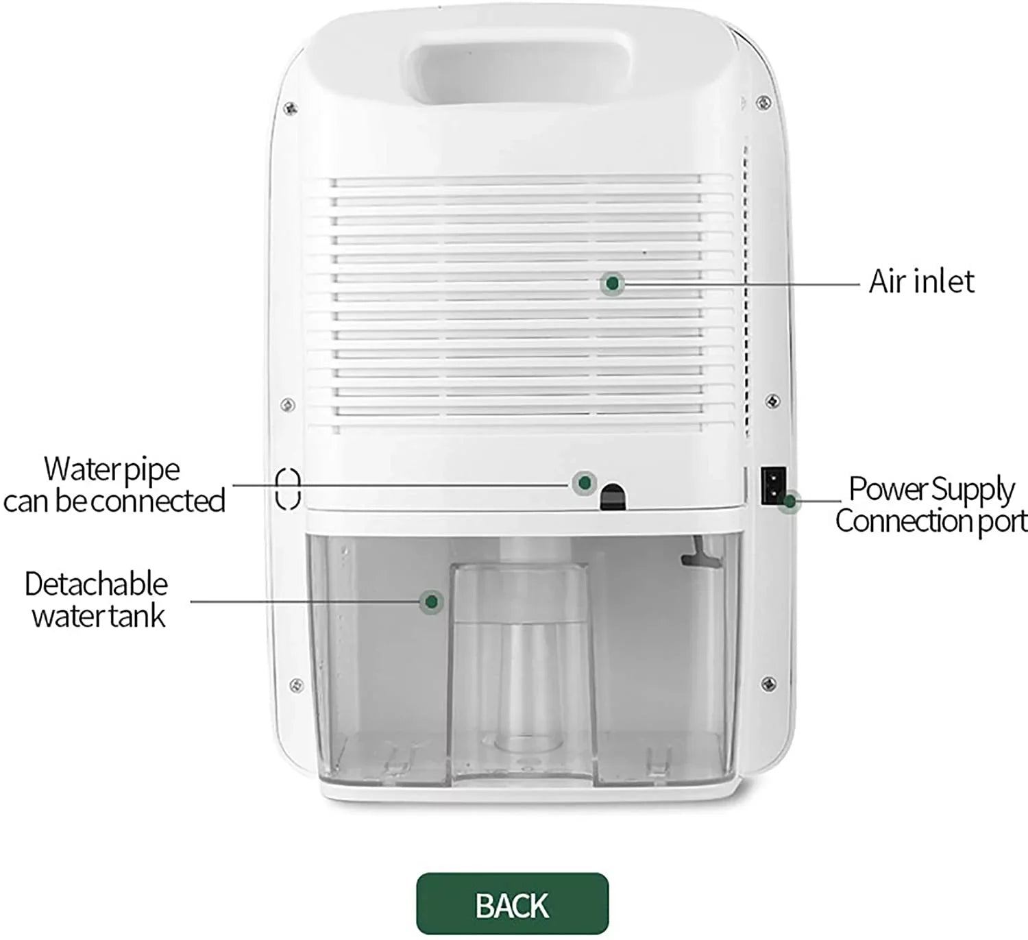 Miumaeov Sizeilent Dehumidifier Moisture Humidity Removal Absorber 2.5L with Drain Hose