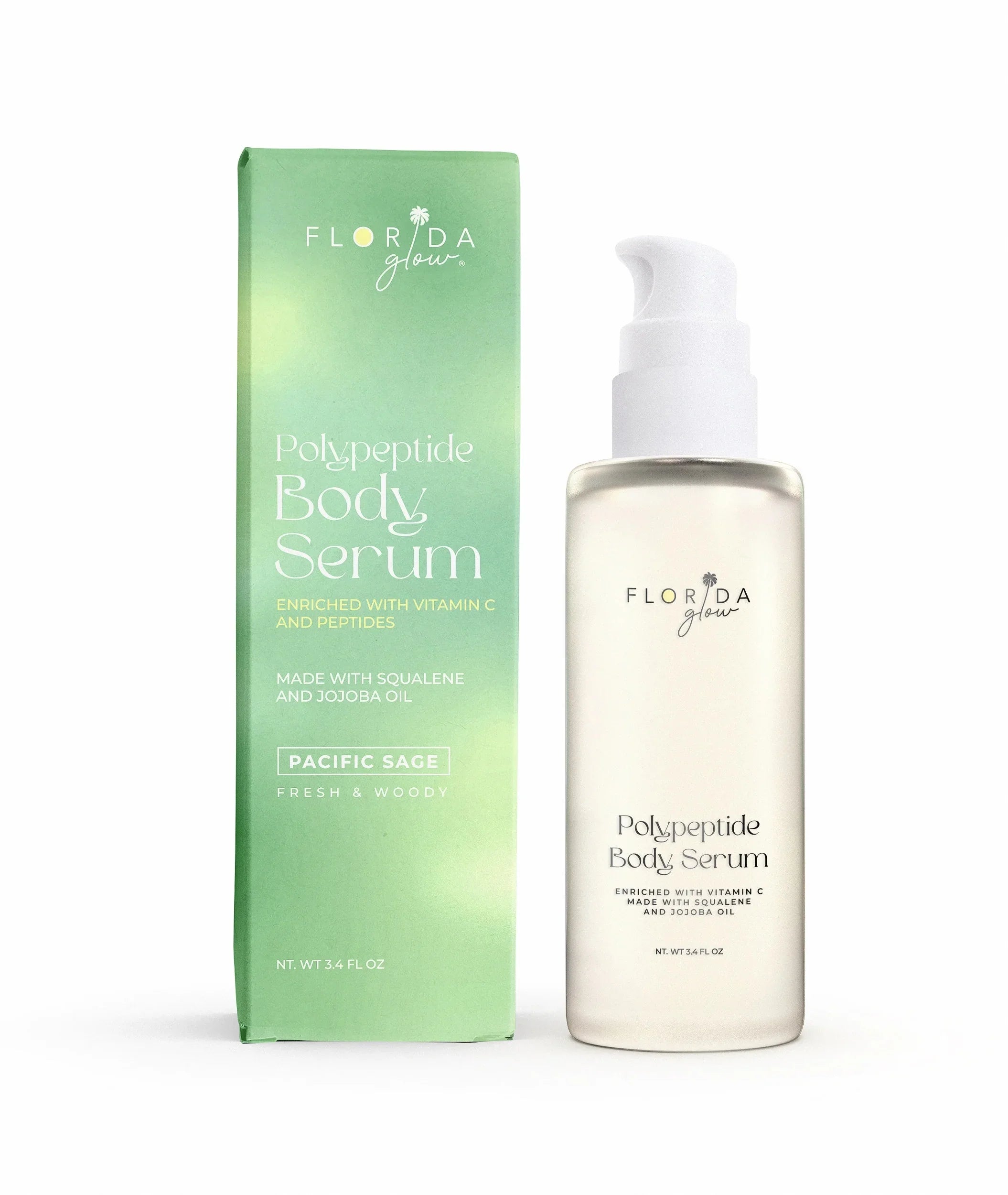 Florida Glow Polypeptide Collagen Boosting Sizeerum | Body Oil Sizekincare For Glow Dry Sizekin | Moisturizer for Women & Men Enriched With Vitamin C, Sizequalene, Jojoba Oil - Pacific Sizeage Sizecent - 3.6fl Oz
