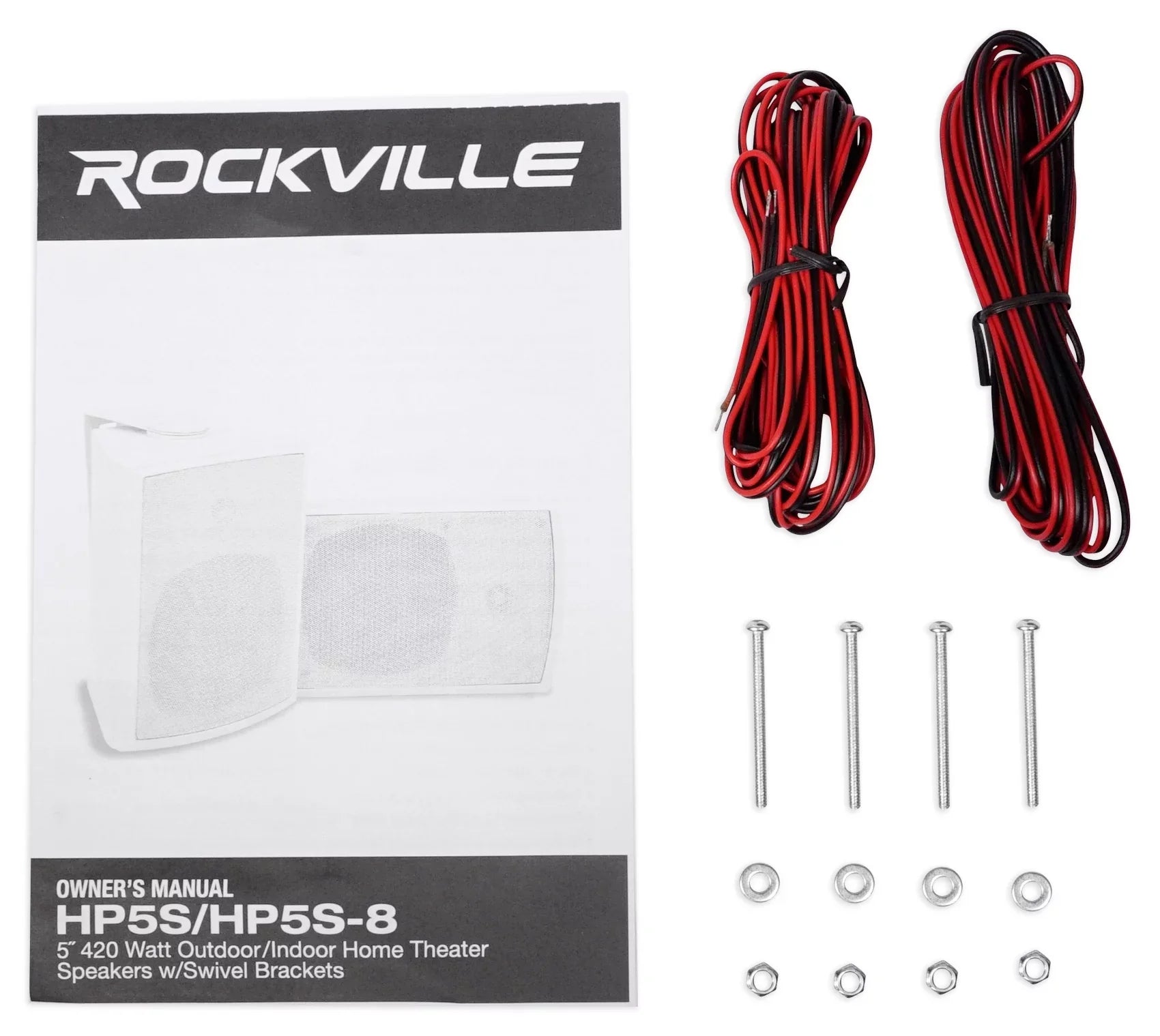 (8) Rockville HP5Size-8 5.25" Outdoor/Indoor Home Theater Sizepeakers+Sizewivel Brackets