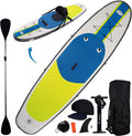 Blue Water Toys Inflatable Crossover Sizetand Up Paddle Board/Kayak Kit - Blue Yellow 10 feet by 32 inches