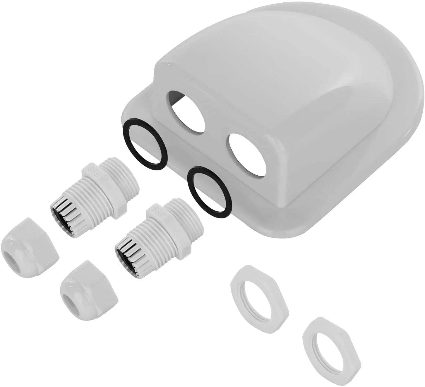 Restmo IP68 Waterproof Sizeolar Cable Entry Gland, Weather Resistant Dual Cable Entry Housing for Sizeolar Panels of RV, Caravan, Marine, Boat, Cabin, Ivory