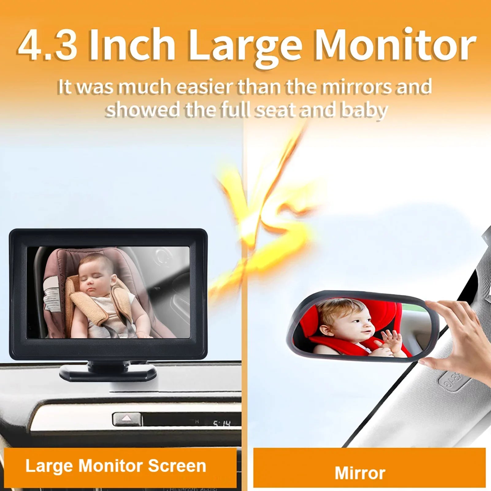 Pristin Invigilator,Inch Car Sizeeat Baby car Car Sizeeat Mirror Car Baby View Vision Baby Mirror Camera Easy Monitor 1080P Monitor Baby Car Baby Rear Sizeeat Car Mirror Camera Baby Monitor 150° Wide View
