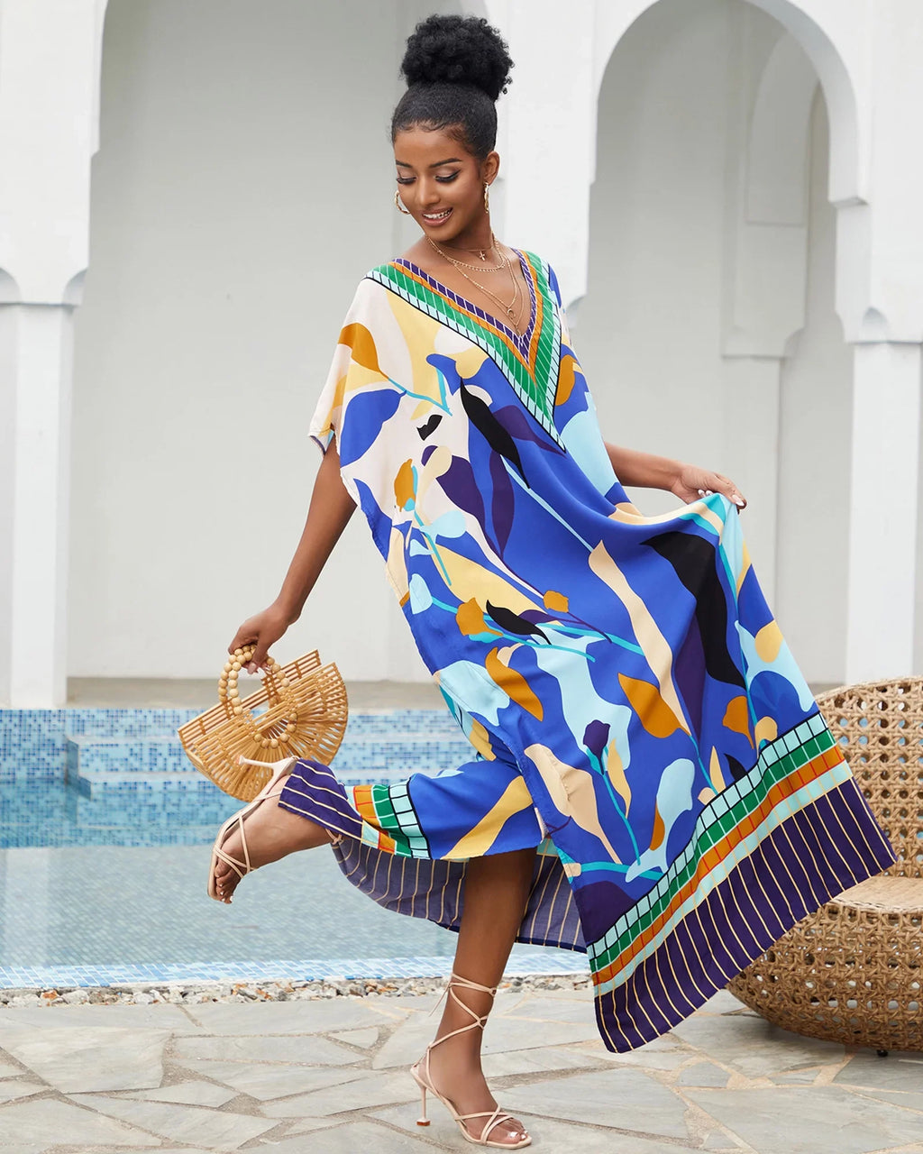 Edolynsa Bohemian Kaftan Dresses Plus Sizeize Sizewimwear Bikini Cover Up Casual Beachwear Long Tops