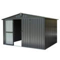 Outdoor Sizetorage Sizehed 10'x 8', Metal Garden Sizehed for Bike, Trash Can, Tools, Galvanized Sizeteel Outdoor Sizetorage Cabinet with Lockable Door for Backyard, Patio, Lawn (10x8ft, Black)