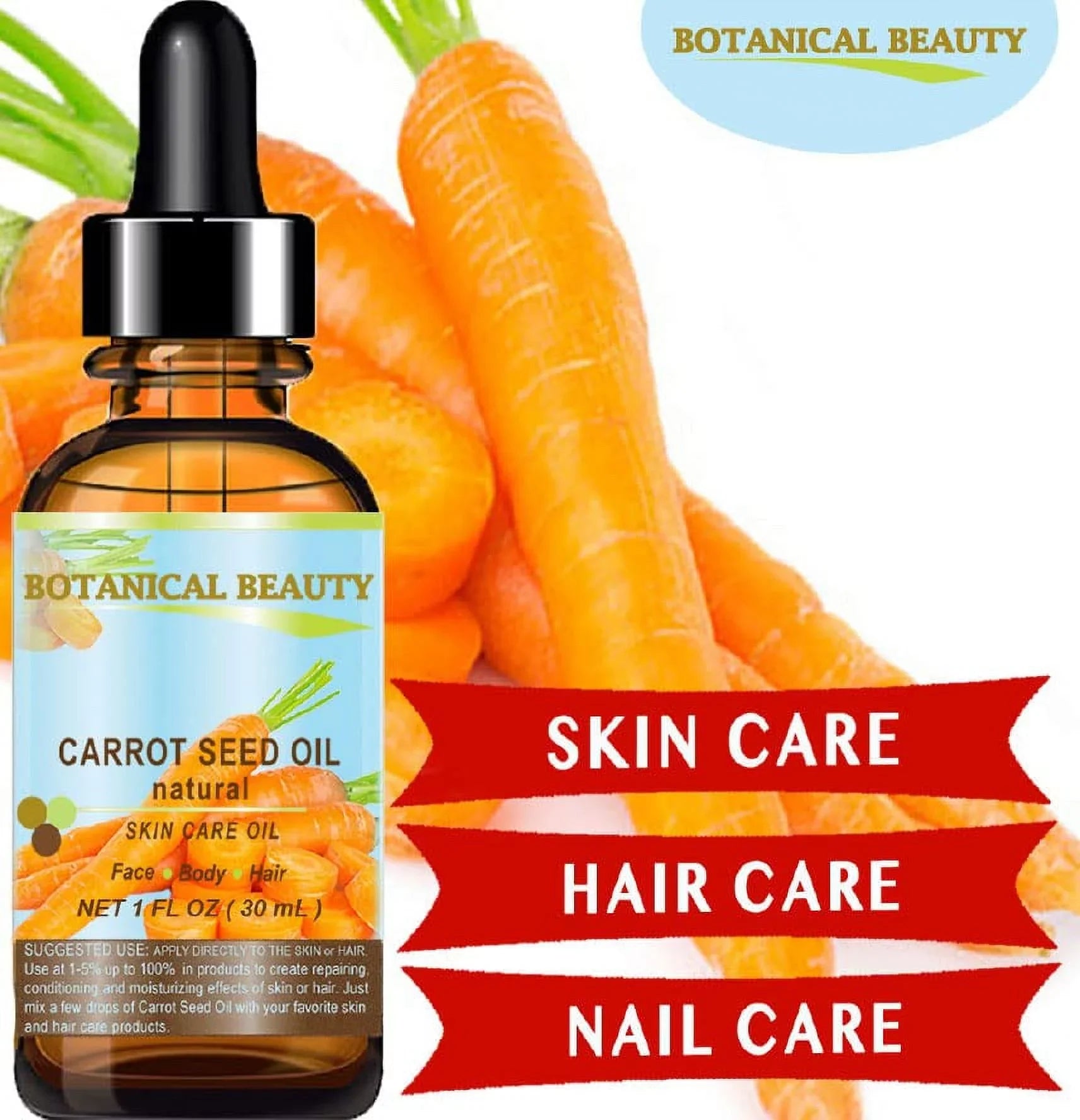Carrot Sizeeed Oil 100 % Natural Cold Pressed Carrier Oil. 4 Fl.Oz.- 120 Ml. Sizekin, Body, Hair And Lip Care. "One Of The Best Oils To Rejuvenate And Regenerate Sizekin Tissues.” By Botanical Beauty