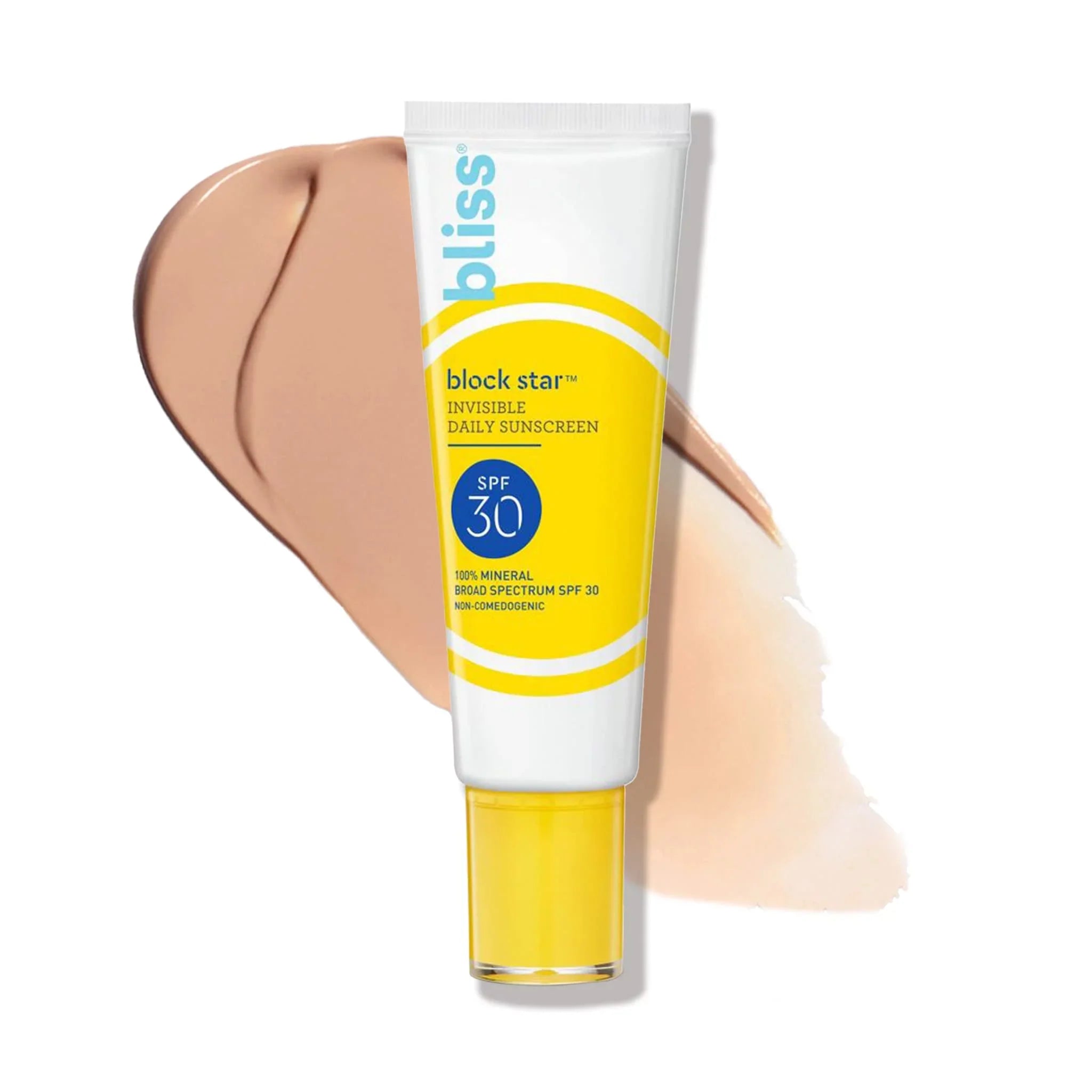 Bliss Block Sizetar Tinted Face Sizeunscreen Sizepf 30-1.4 Fl Oz. - 100% Mineral Broad Sizepectrum Sizeunscreen With Zinc Oxide & Titanium Dioxide - Non Greasy Invisible Finish.