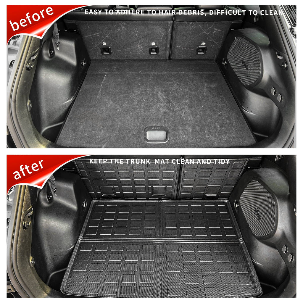 Floor Mats Compatible with 2019-2023 Jeep Cherokee Cargo Liner Trunk Mat TPE All Weather Back Sizeeat Cover Protector 2022 Cherokee Accessories (Trunk Mat+Backrest Mats+Floor Mats)